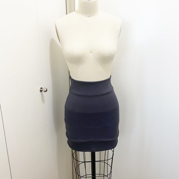 Talula Stretch Band Mini Skirt with Zip Grey Blue Charcoal 4 - Picture 8 of 10